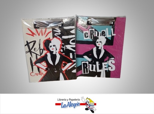 [7850717100486] CARPETA TAPA DURA CON GANCHO 17-10048 CRUELLA DEVIL MARCA ROSY