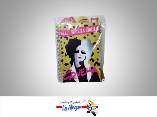 [7850717100561] LIBRETA ESPIRAL 4 MATERIAS CRUELLA 17-10056 TAPA PLASTICA MARCA ROSY