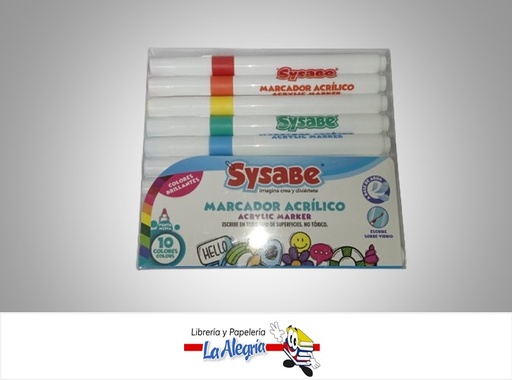 [7591213027722] MARCADOR ACRILICO MARCRIL10; 10 COLORES MARCA SYSABE