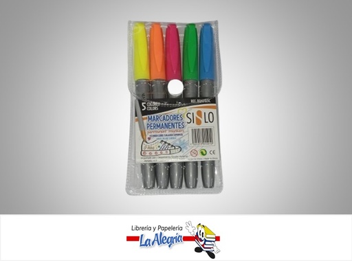 [7591213015910] MARCADOR PERMANENTE 8063105C PAQ 5 COL MARCA SISLO