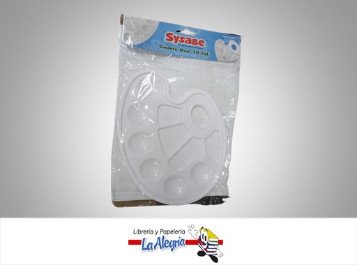 [7591213014869] PALETA PLASTICA OVALADA 8010040; 10 COLORES MARCA SYSABE