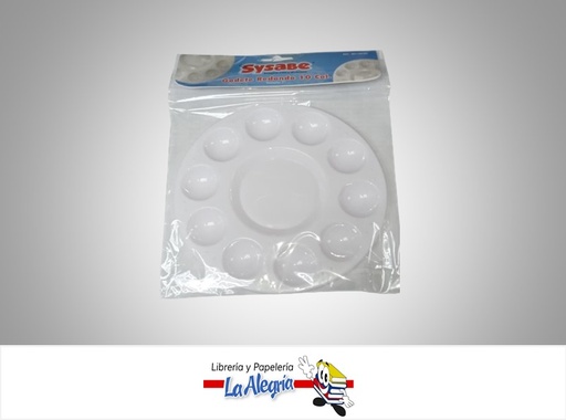 [7591213014852] PALETA PLASTICA REDONDA 8010030; 10 COLORES MARCA SYSABE