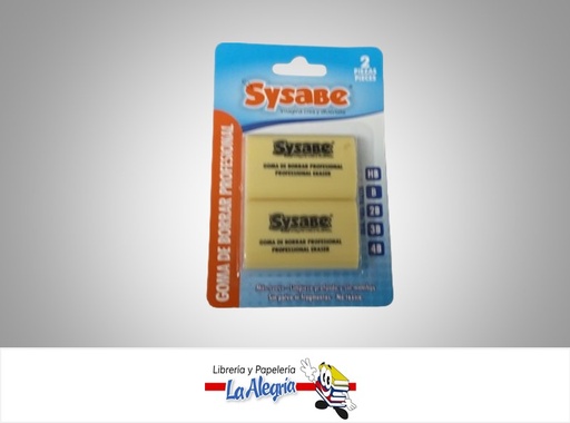 [7591213025995] BORRADOR DE GOMA PROFESIONAL BG016B PAQ 2 PZA MARCA SYSABE