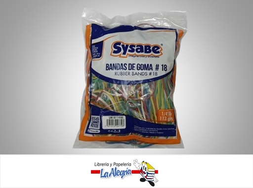 [7591213027708] LIGA DE GOMA N° 18 LM18114AS; 113 GR COLORES SURTIDOS MARCA SYSABE