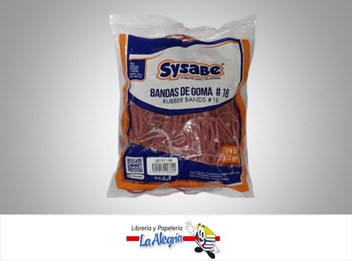 [7591213027692] LIGA DE GOMA N°18 LM18114R; 113 GR ROJA MARCA SYSABE