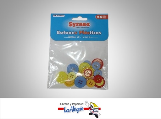 [7591213021652] BOTON PLASTICO BOT2015 20-15 ø MM PAQ 26 PZA MARCA SYSABE