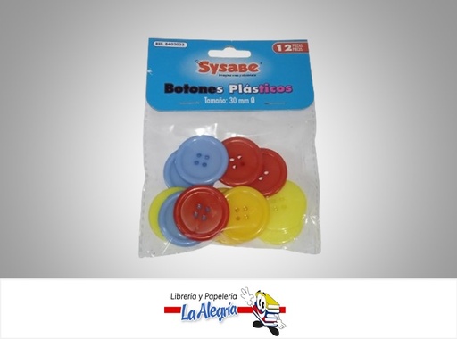 [7591213019321] BOTON PLASTICO BOT2033 30 MM ø PAQ 12 PZA  MARCA SYSABE