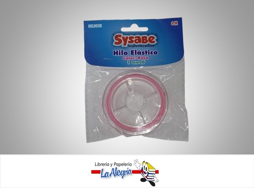 [7591213023069] HILO ELASTICO ROSA HIL003R 1 MM ø  ROLLO DE 4 METRO  MARCA SYSABE