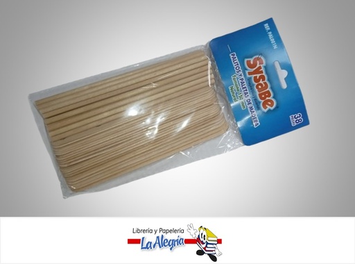 [7591213022970] PALETA Y PALITOS DE ALTURA NATURAL 150MM 38 PZA MARCA SYSABE