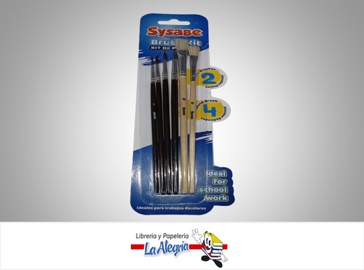 [7591213014289] PINCEL ESCOLAR 08010016 PAQ 6 PZA MARCA SYSABE