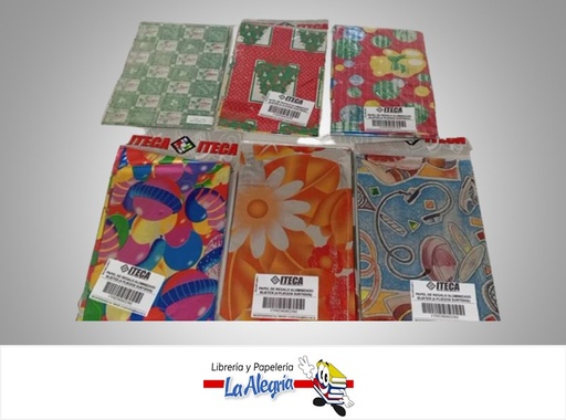 [17592302022502] PAPEL DE REGALO ALUMINIZADO COLORES SURTIDOS PAQ 4 PLIEGOS MARCA ITECA