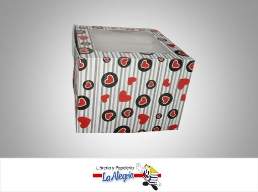[TOS6AMTCCV] CAJA DE REGALO TOSCANA N°6 AMORE CON VISOR TIPO C 14X18X18 CM CORAZONES MARCA PRESTO PACK