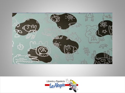 [PRP0128] PAPEL DE REGALO ANIMALES DE LA SELVA 66X46 CM TURQUESA/GRIS UND MARCA PAPURRI