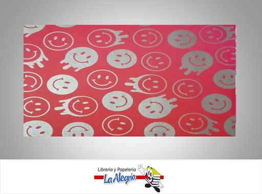 [PRP0130] PAPEL DE REGALO CARA FELIZ 66X46 CM ROJO NEON/GRIS  UND MARCA PAPURRI