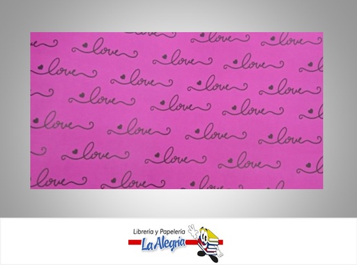 [PRP0133] PAPEL DE REGALO LOVE 66X46 CM FUCSIA UND MARCA PAPURRI
