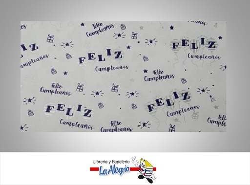 [PRP0135] PAPEL DE REGALO FELIZ CUMPLEAÑOS 66X46 CM BLANCO/AZUL UND MARCA PAPURRI