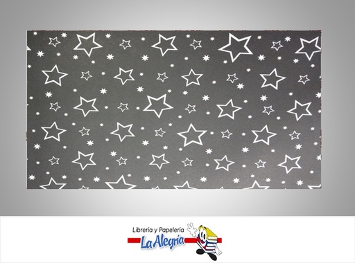 [PRP0136] PAPEL DE REGALO ESTRELLAS 66X46 CM NEGRO/PLATA UND MARCA PAPURRI