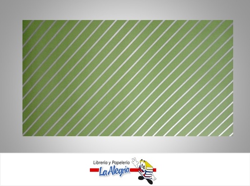 [PRP044] PAPEL DE REGALO LINEAS TRANSVERSALES 66X46 CM PLATA/VERDE UND MARCA PAPURRI