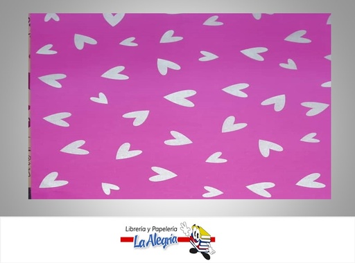 [PRP0138] PAPEL DE REGALO CORAZONES 66X46 CM PLATA/FUCSIA UND MARCA PAPURRI