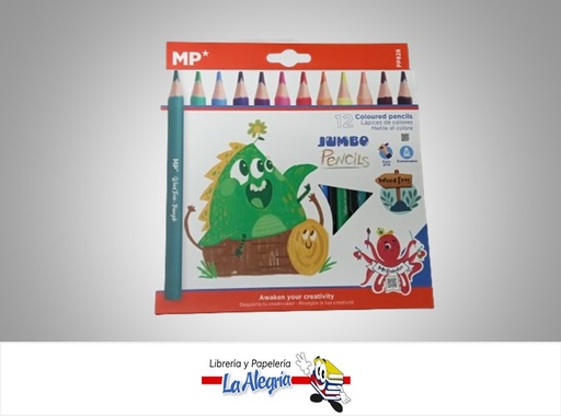 [8435250910366] LAPICES COLORES TRIANGULARES JUMBO PP828 12 COLORES MARCA MP