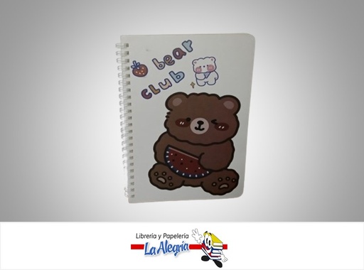 [6971826052471] LIBRETA ESPIRAL BEAR CLUB 14.5X20.7CM 60 HOJAS MARCA MOKA