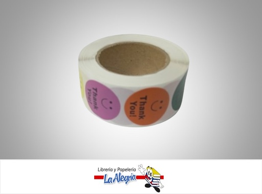 [B220822007828] CALCOMANIA STICKER THANK YOU 2.5X2.5 CM PAQUETE 500 UND MARCA S/M