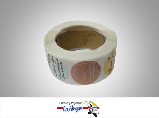 [B230417176483] CALCOMANIA STICKER THANK YOU 2.5X2.5 CM PAQUETE 500 UND MARCA S/M