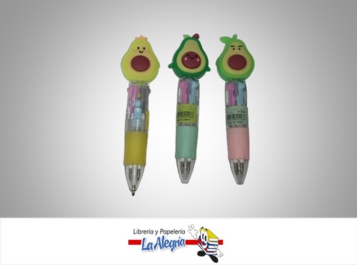 [6899516805568] BOLIGRAFO RETRACTIL AGUACATE  MULTICOLOR PEQUEÑO MARCA S/M
