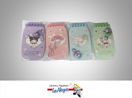 [3303198910210] BLOCK DE NOTAS RAYADO ESPIRAL KUROMI 60HOJAS 8X10.5CM MARCA  SANRIO