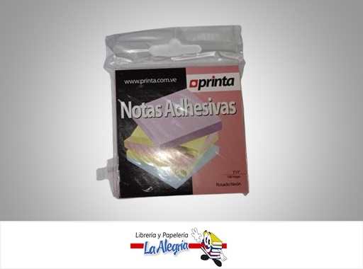 [736211550781] NOTA AUTOADHESIVA RS 3X3''100 HOJAS NEON MARCA PRINTA