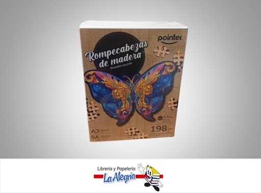 [7453078503813] ROMPECABEZAS DE MADERA MARIPOSA PZZ-22154; 198 PZAS MARCA POINTER
