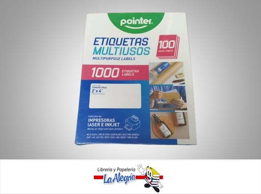 [7453038411967] ETIQUETAS PARA IMPRESIÓN MULTIUSO 2X4" X PAQ 100 UND MARCA POINTER