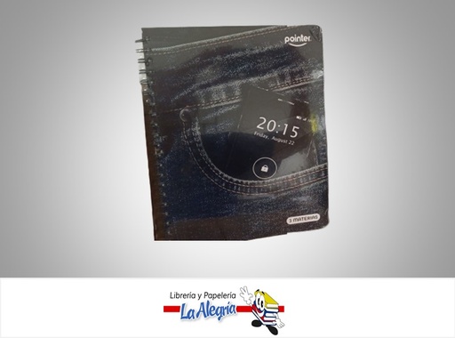[7453038498265] LIBRETA ESPIRAL 3 MATERIAS JEAN ESP-06-3M MARCA POINTER