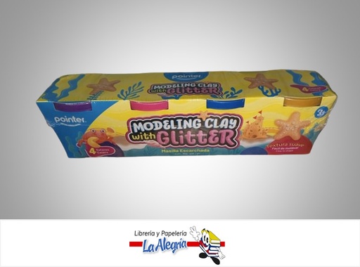 [7453078523514] PLASTILINA MOLDEABLE ESCARCHADA DHG-485-G PAQ 4 UND MARCA POINTER  X 4