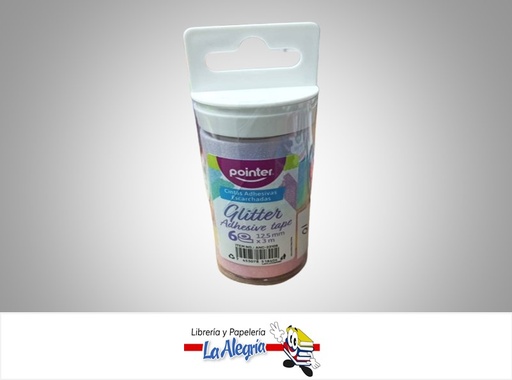 [7453078518404] CINTA ADHESIVA ESCARCHADA ANC-23106; 12.5CM X 3M PAQ 6 PZA MARCA POINTER