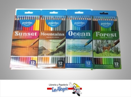 [7453078519616] LAPICES COLORES BT-HCP-4S 4 TONOS VARIADOS PAQ 12 MARCA POINTER