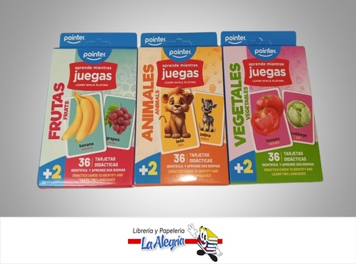 [7453038424974] CARTAS EDUCATIVAS APRENDE INGLES PZZ-2384 PAQ DE 36 CARTAS MARCA POINTER