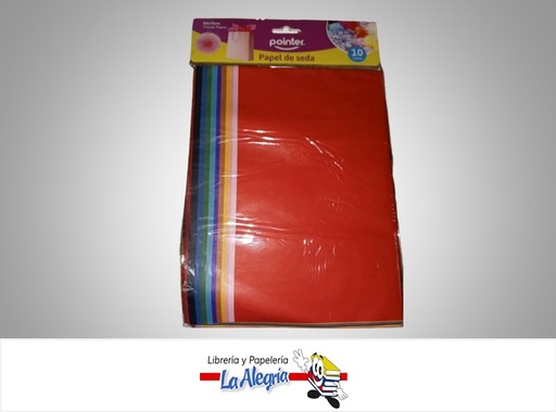 [7453038431200] PAPEL DE SEDA ANC-23107; 50X70 PAQ 10 UND COLORES VARIADIOS MARCA POINTER