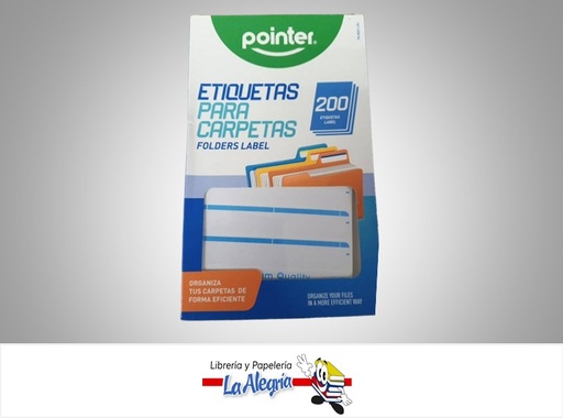 [7453038462518] ETIQUETAS PARA CARPETAS PN-8001-LBU PAQ 200 UND AZUL MARCA POINTER