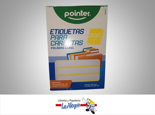 [7453038468077] ETIQUETAS PARA CARPETAS PN-8001-YW PAQ 200 UND AMARILLA MARCA POINTER