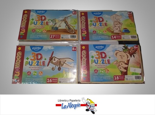 [7450210000810] ROMPECABEZAS 3D MADERA PZZ-23186 , 18 PZA MARCA POINTER