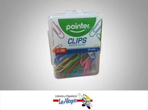 [7453078524085] CLIP BXCP-33MM-C; 33MM 80UND COLORES MARCA POINTER