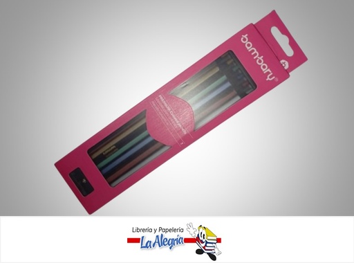 [7453086110089] LAPICES DE COLORES HEXAGONALES 205-1505/108 6 COLORES METALIZADOS CON SACAPUNTA MARCA BAMBARY