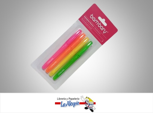 [7453086110010] RESALTADOR BISELADO 205-3010/001 PAQ 4 COLORES NEON MARCA BAMBARY