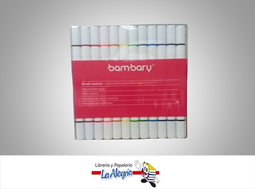[7453086100738] MARCADOR DOBLE PUNTA LETTERING 205-3025/001; 12 COLORES MARCA BAMBARY