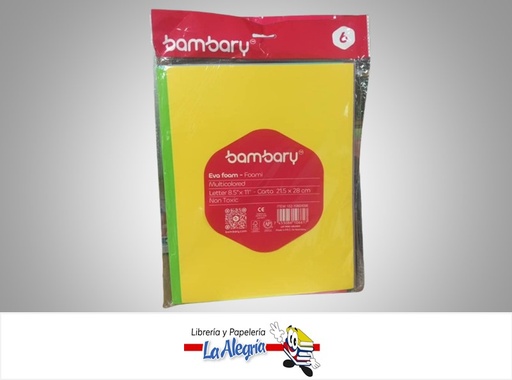 [7453086106617] FOAMI CARTA 102-1060/056 PAQ 6 PZ COLOR SURTIDOS MARCA BAMBARY