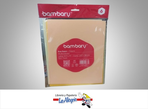 [7453086106631] FOAMI CARTA 102-1060/066 PAQ 6 PZ COLOR SURTIDOS MARCA BAMBARY