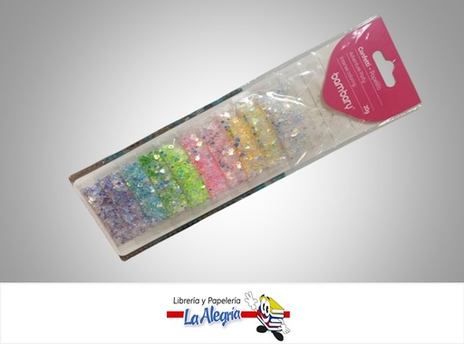 [7453086110232] ESCARCHA EN SOBRE 390-0180/005 COLOR SURTIDO RESPLANDECIENTE PAQ 10 UND MARCA BAMBARY