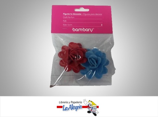 [7453086103074] FIGURA DECORATIVA FIELTRO FLORES 390-4510/009 PAQ 2 UND MARCA BAMBARY