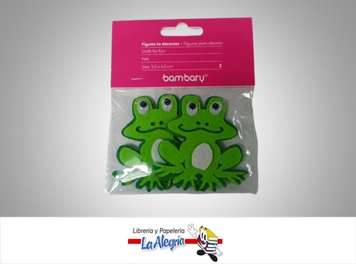 [7453086103104] FIGURA DECORATIVA FIELTRO RANAS 390-4510/010 PAQ 2 UND MARCA BAMBARY